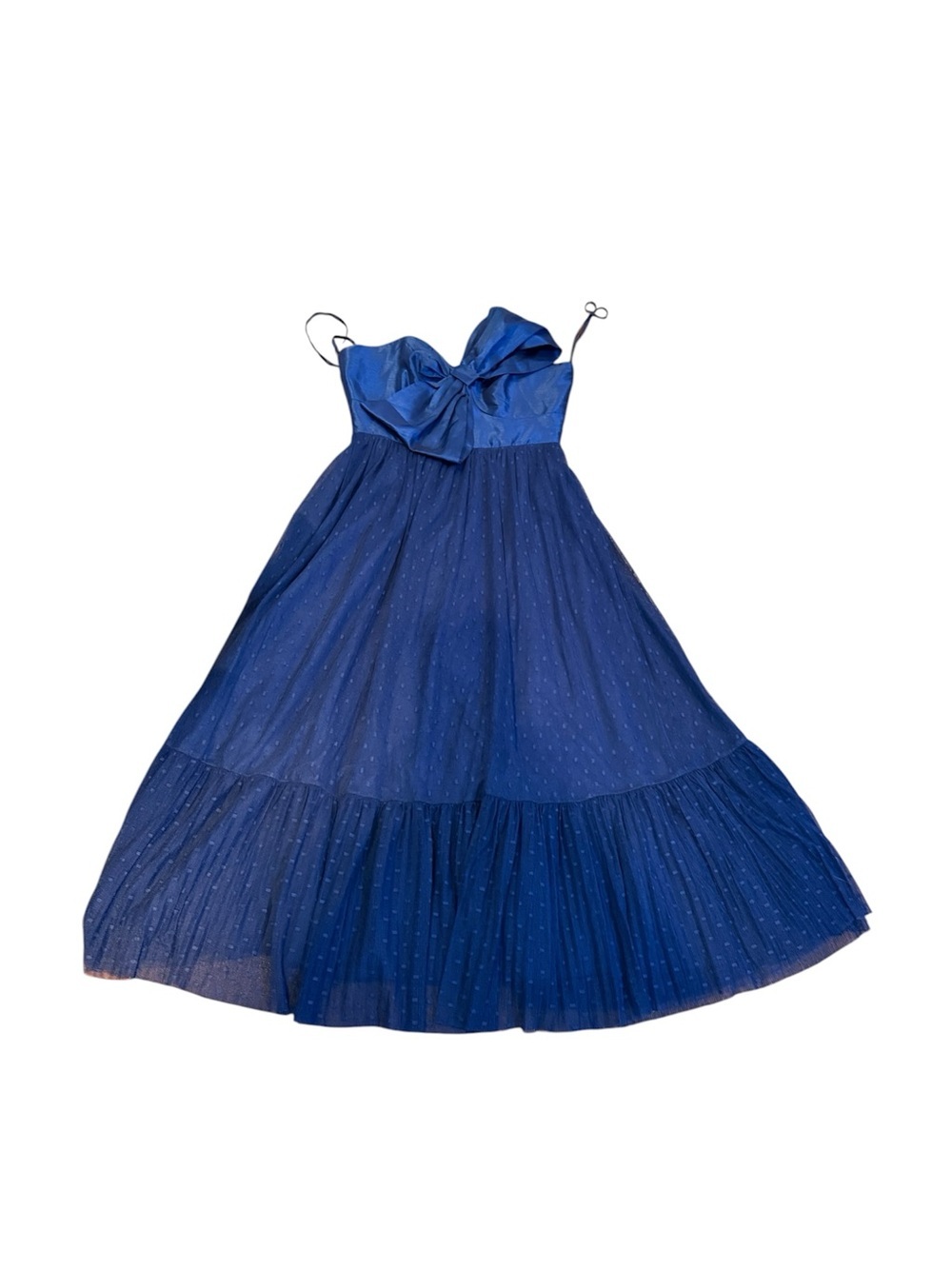NWT Hutch Tulle Blue Bow Strapless Tiered Wedding Guest Cocktail Midi Dress 6 - Picture 5 of 9